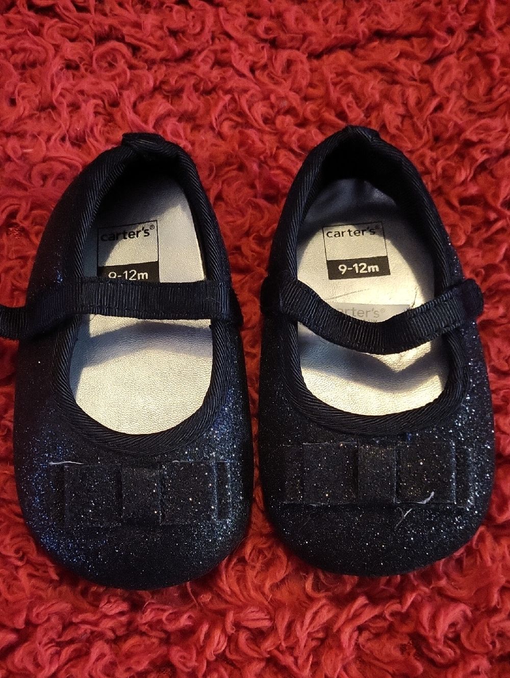 Carter's Black Glitter Mary Jane Baby Shoes